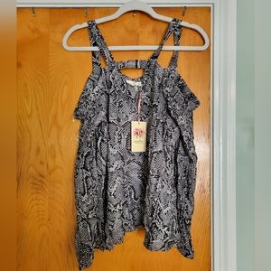Off the shoulder snake print top